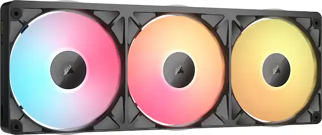 Front. CORSAIR - iCUE LINK RX360 II Unified Frame RGB PWM Fans with iCUE LINK System Hub - Black.