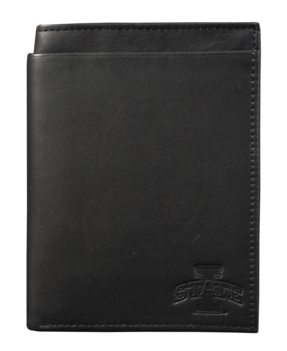 Rico Industries - Iowa State Cyclones Black Leather RFID Blocking Passport Holder Cover Travel Billfold Wallet for Men & Women - Multi
