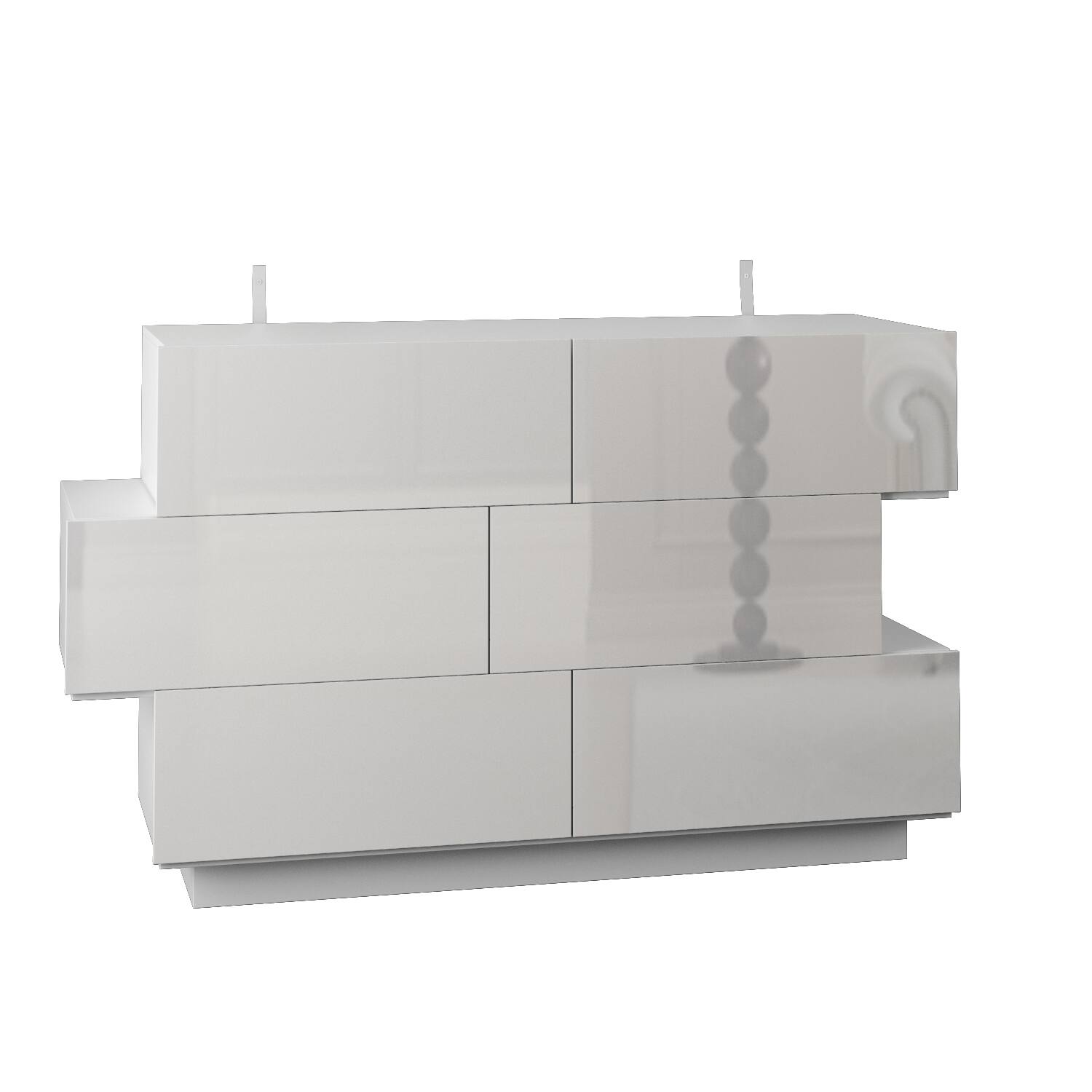 Left. Famapy - Famapy High - Gloss Storage Cabinet 6-Drawers Dresser with Sleek Sophistication - White.