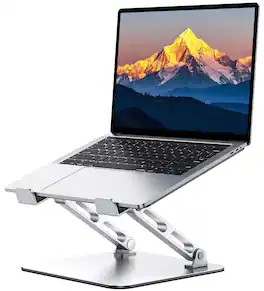 HongFei - Laptop Stand for Desk Adjustable Height, Ergonomic Laptop Riser Holder with Dual-bar Support, Portable for MacBook - Silver