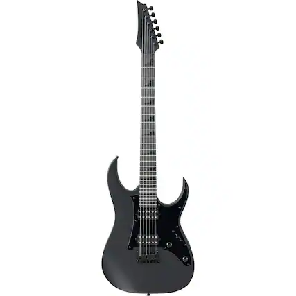 Front. Ibanez - Ibanez GRGR131EX Gio RG Electric Guitar, Black Flat.