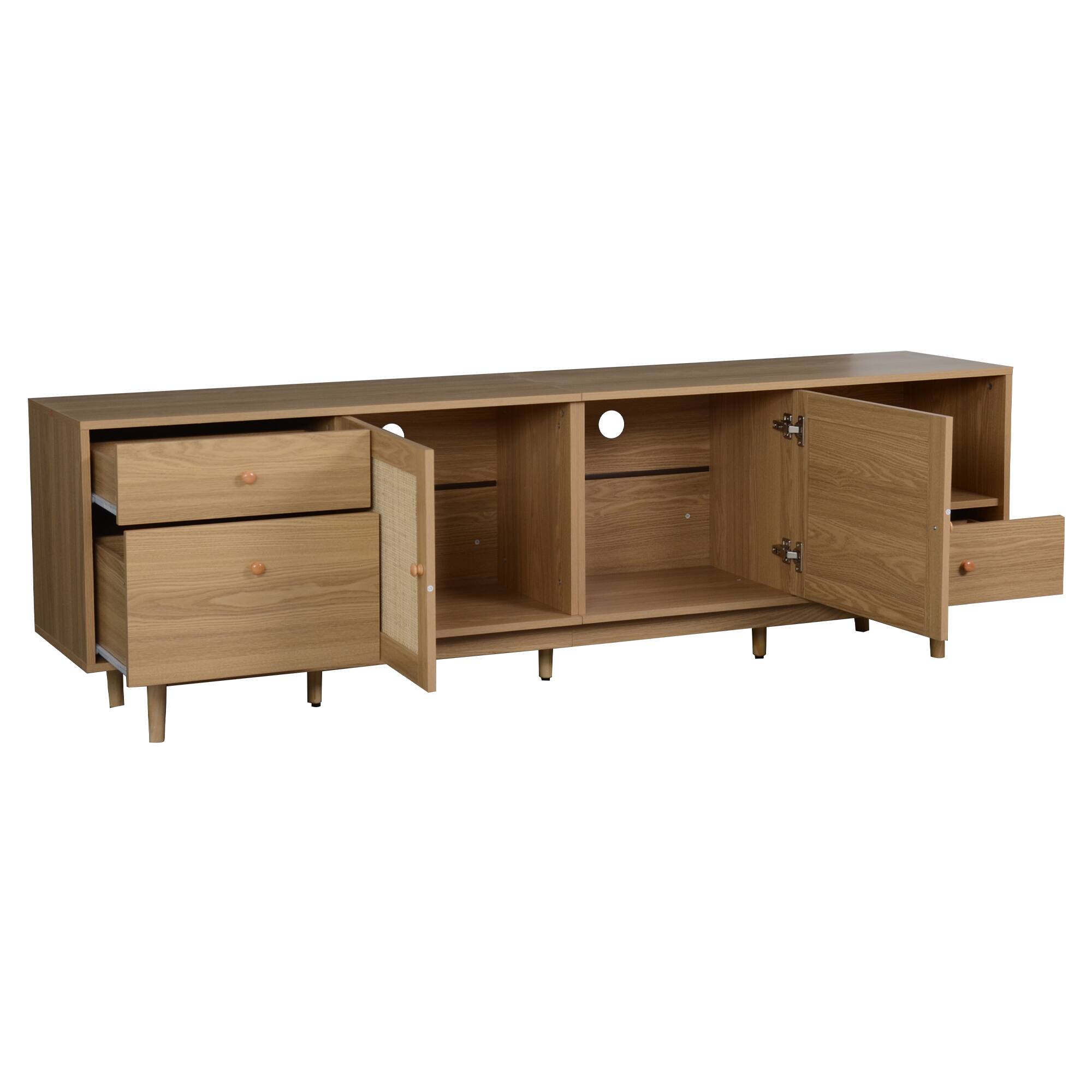 Alt View 7. Spaco - Spaco TV Stand for 65, 75, 85 Inch TV, Entertainment Center with Open Storage and Drawers, Modern Wood Media TV Console - Natural.