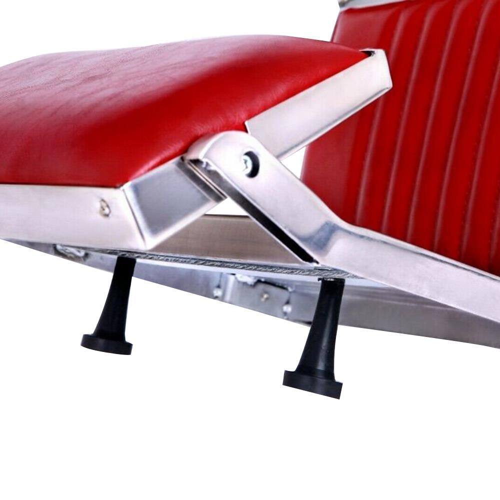 Back. Winado - Heavy Duty Vintage Barber Chair All Purpose Hydraulic Reclining Salon Beauty Chair with Footrest & Headrest, 360° Swivel - Red.