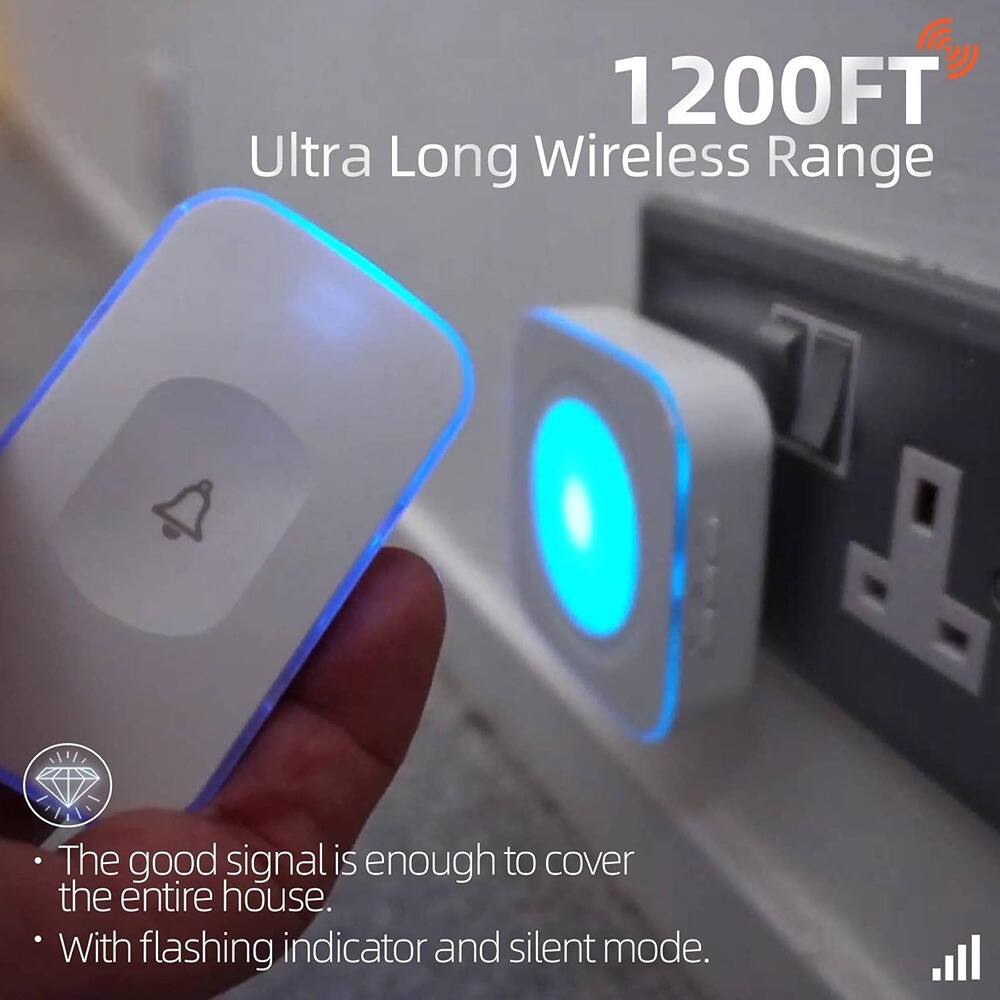 1200FT Ultra Long Wireless Range

- The good signal is enough to cover the entire house.
- With flashing indicator and silent mode.
