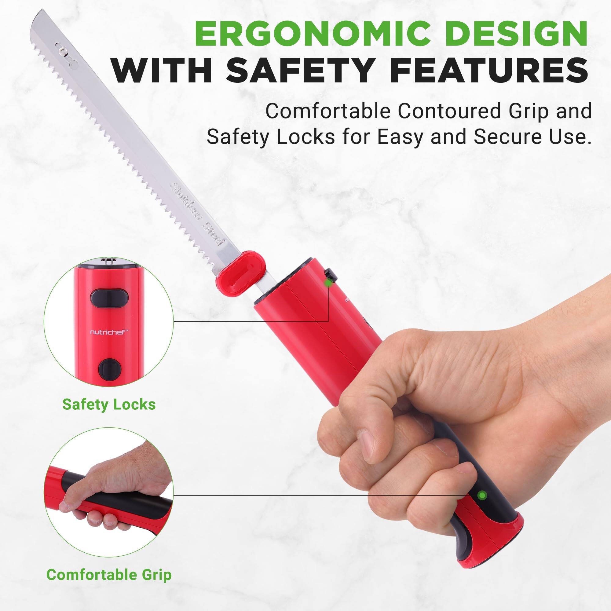 ERGONOMIC DESIGN WITH SAFETY FEATURES

Comfortable Contoured Grip and Safety Locks for Easy and Secure Use.

Stainless Steel
nutrichef Safety Locks
Comfortable Grip