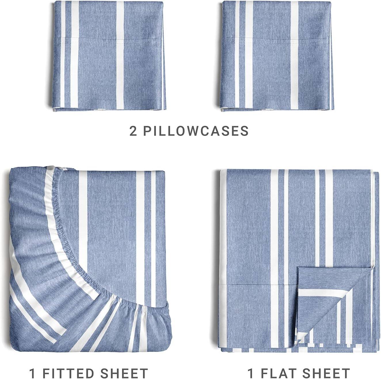 2 Pillowcases  
1 Fitted Sheet  
1 Flat Sheet