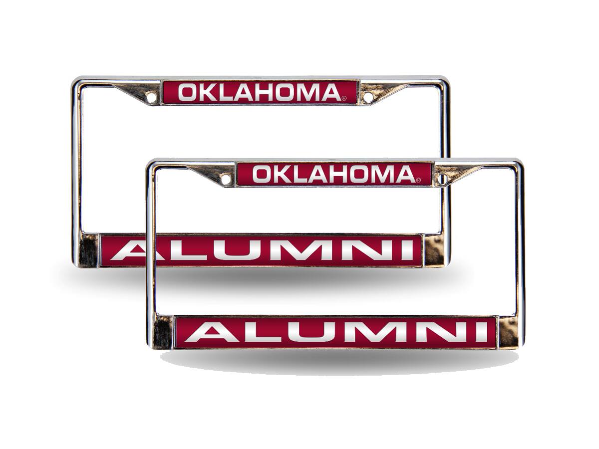 Oklahoma Sooners Alumni Chrome Metal Laser Cut License Plate Frame - Set of Two