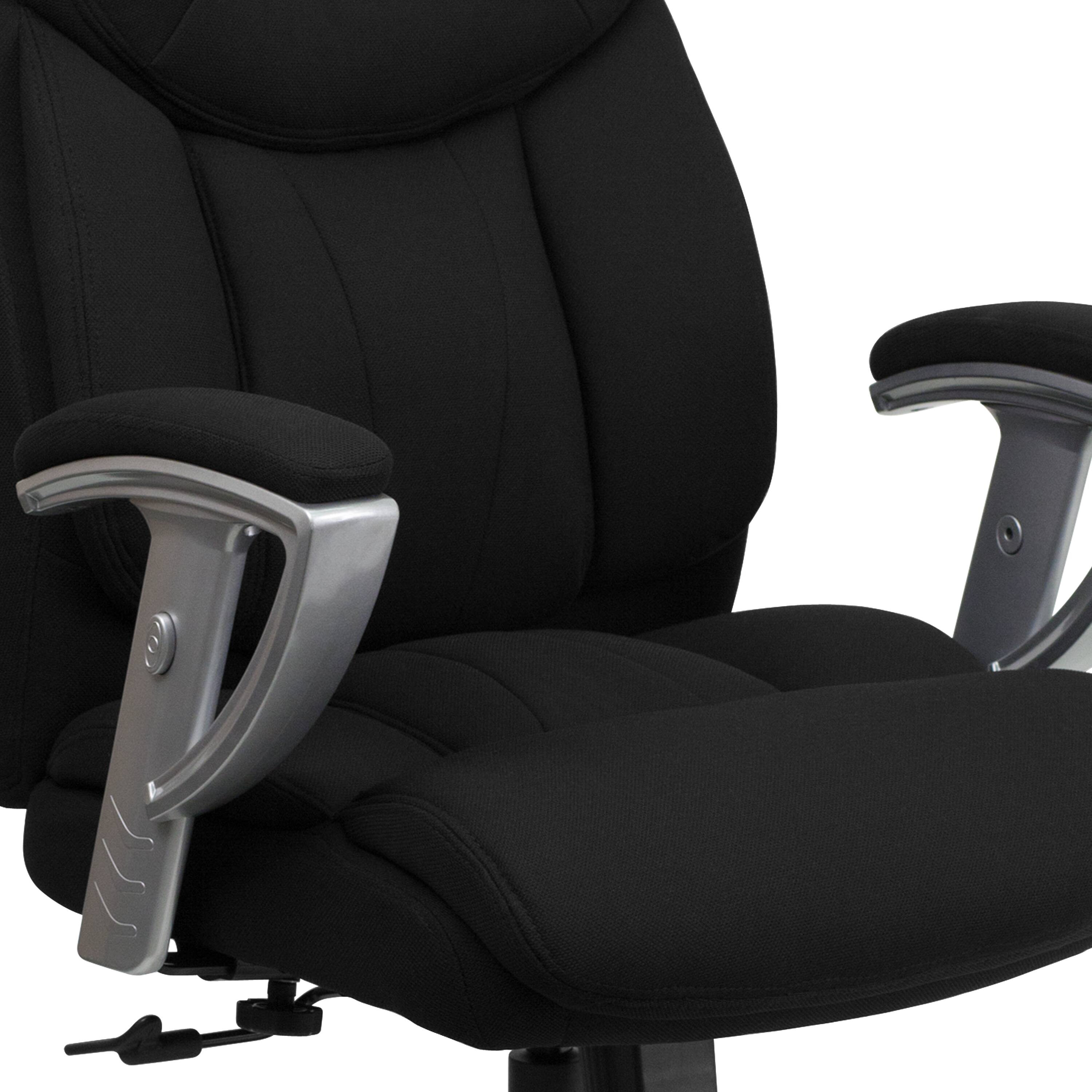 Alt View 8. Emma + Oliver - 400 lb. Big & Tall High Back Ergonomic Office Chair, Silver Adjustable Arms - Black Fabric.