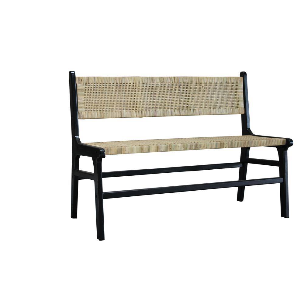 Carolina Chair & Table - Leana Rattan Bench - Black - Black, Natural