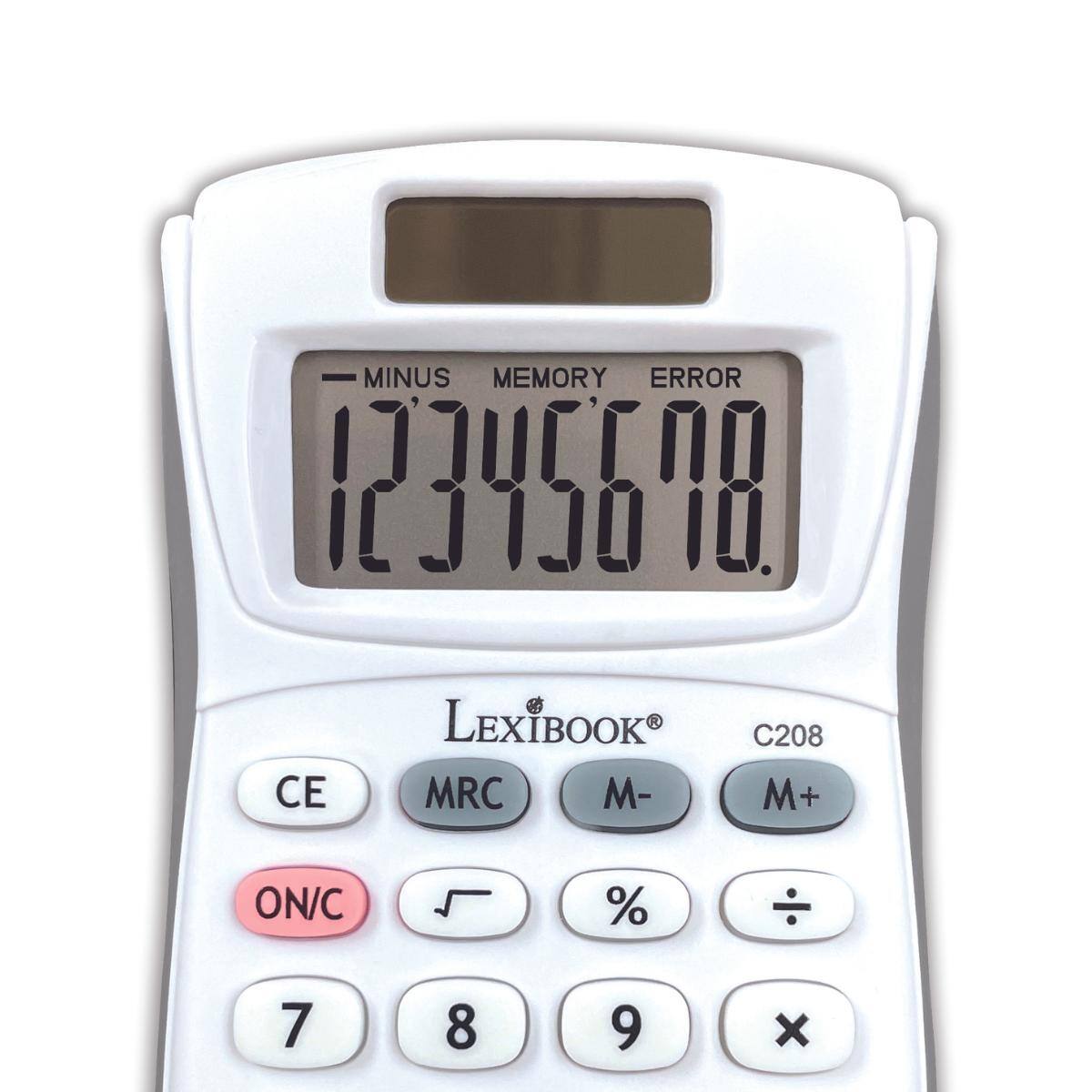 MINUS MEMORY ERROR 12345678.0  
LEXIBOOK C208  
CE MRC M- M+ ON/C % 7 8 9 x