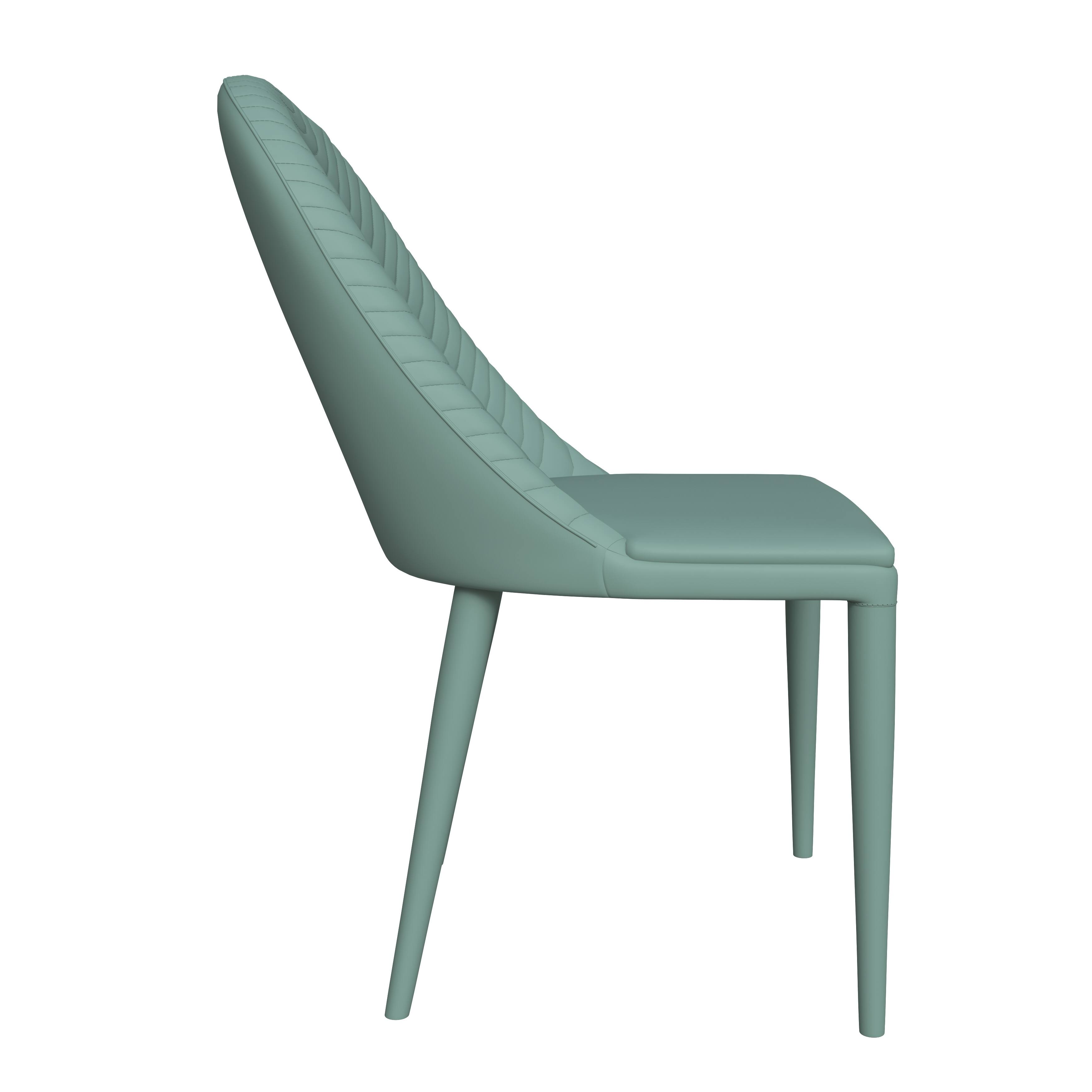 Alt View 4. LeisureMod - Seville 2-PCS Modern Faux Leather Dining Chair, Cushioned Ribbed Accent Side Chair - Green.