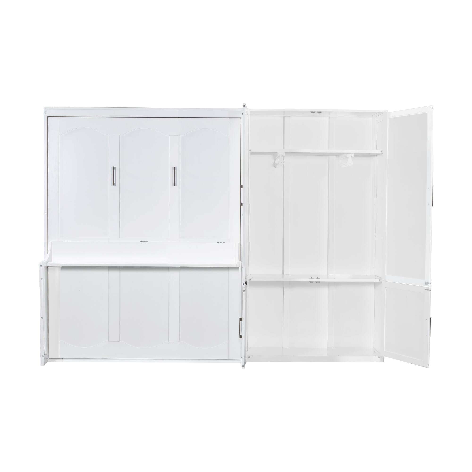 Alt View 1. Tiramisubest - Queen Size Murphy Bed with Closet, White, MDF+LVL, 117x85x87 inches, 362 lbs - White.