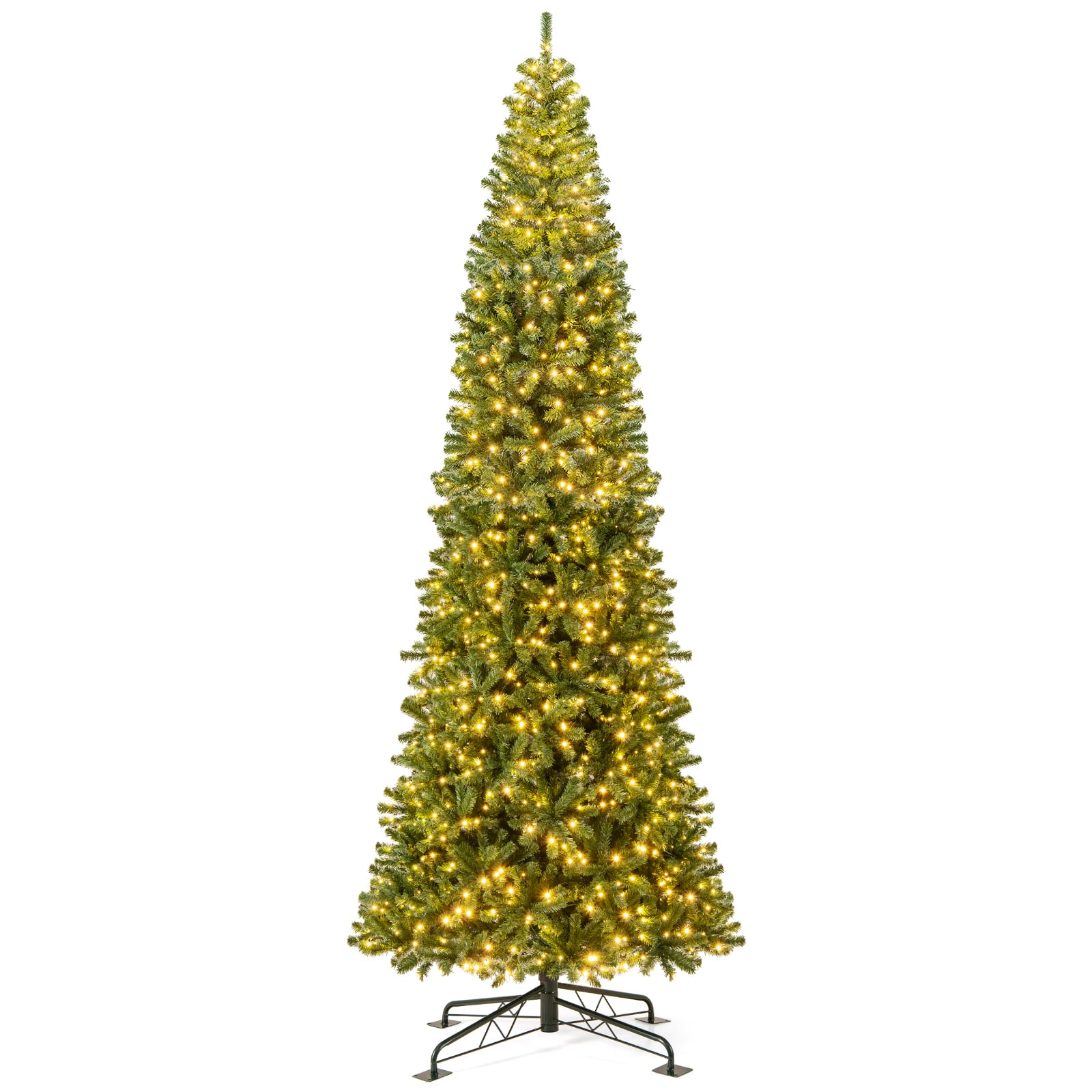 Front. Costway - Costway 12 FT Artificial Christmas Tree & Quick Power Connector 2536 Branch Tips 1030 Warm White LED Lights - Green.