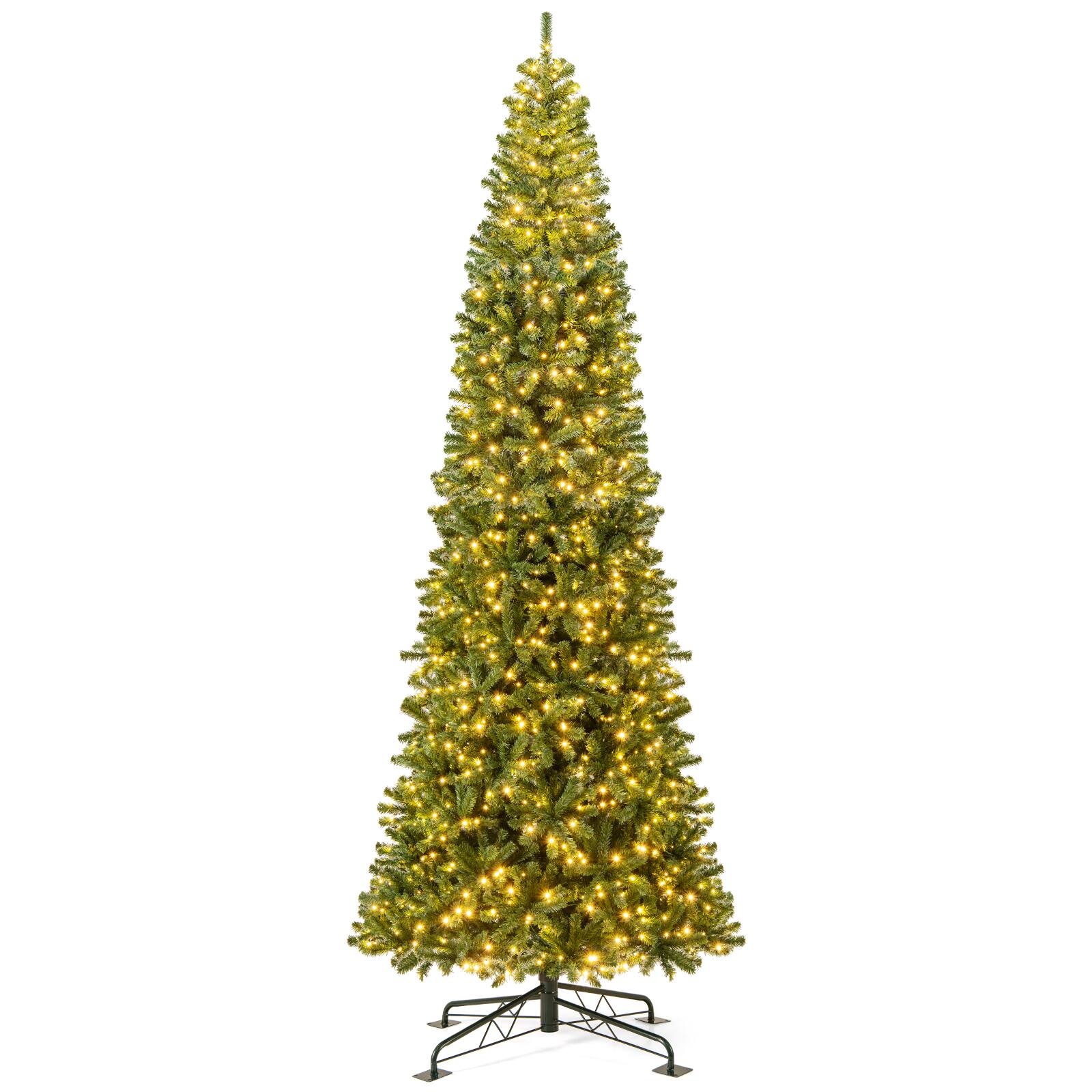 Front. Costway - Costway 12 FT Artificial Christmas Tree & Quick Power Connector 2536 Branch Tips 1030 Warm White LED Lights - Green.
