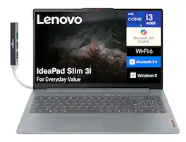 Lenovo - IdeaPad Slim 3i Laptop 15.6 FHD (Intel i3-N305, 8GB LPDDR5, 128GB SSD, Win 11 Home S-Mode) w/USB Hub - Arctic Grey