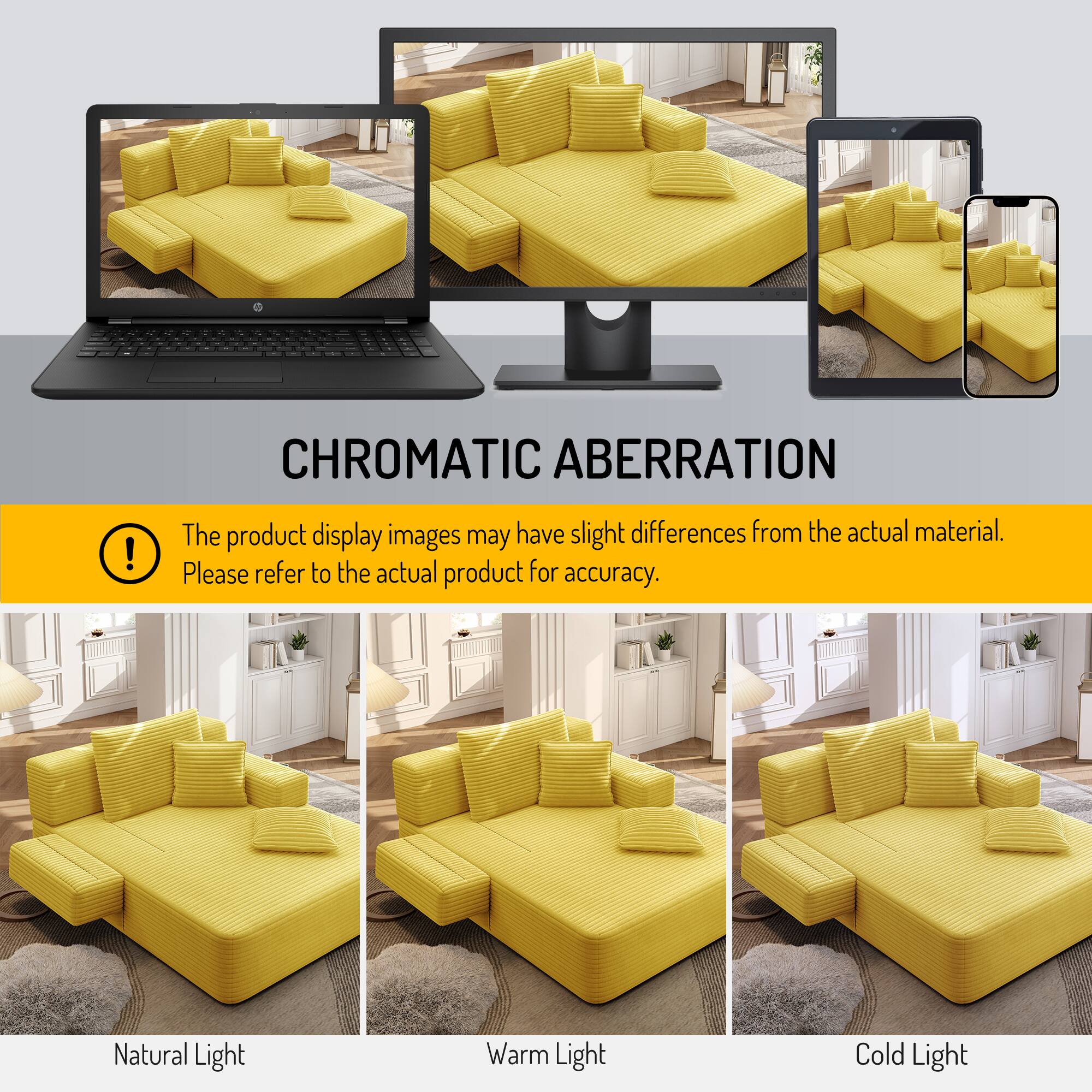 CHROMATIC ABERRATION

The product display images may have slight differences from the actual material. Please refer to the actual product for accuracy.

Natural Light
Warm Light
Cold Light