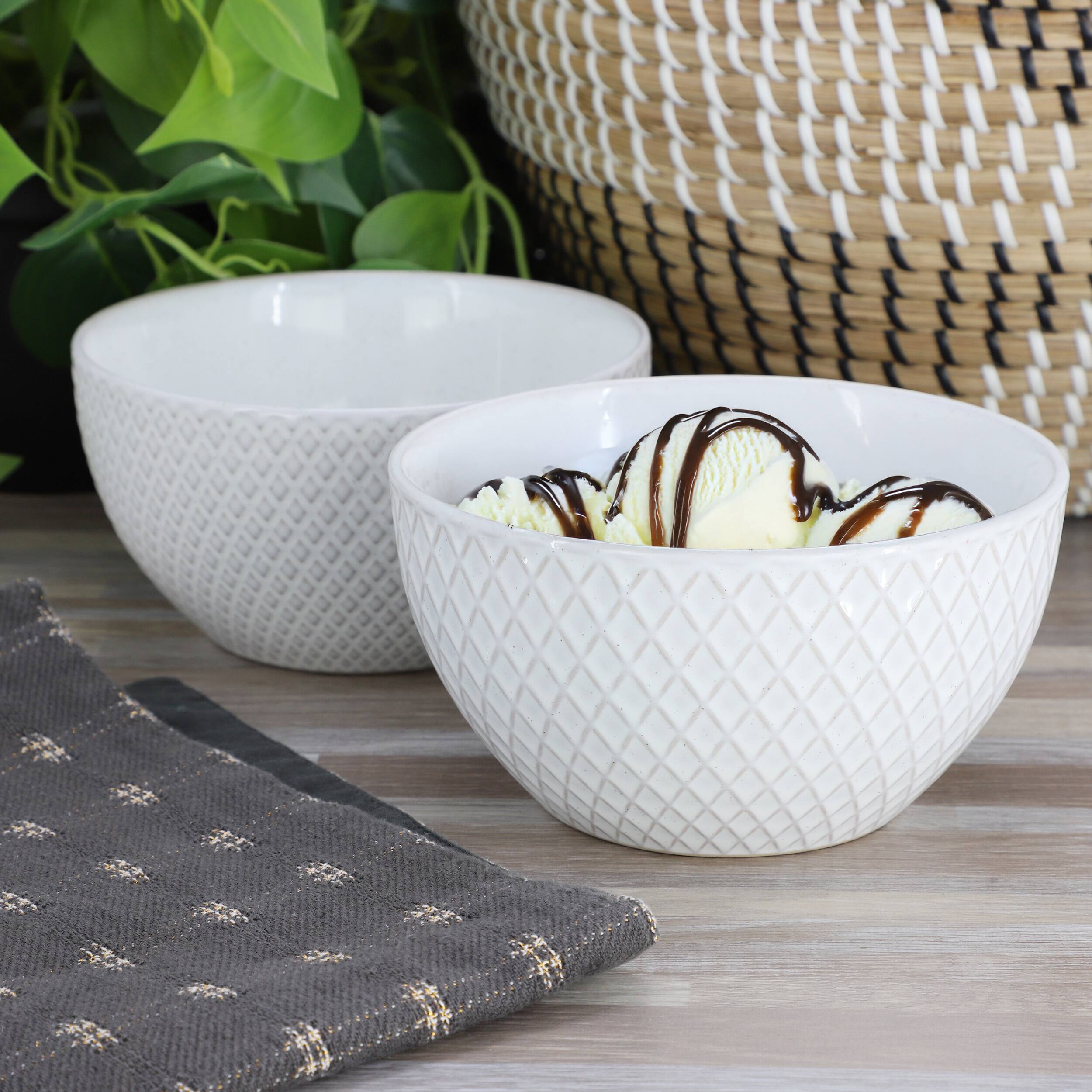 Alt View 6. Gibson - Gibson Elite Earlhart 2 Piece 6 Inch Ribbed Stoneware Cereal Bowl Set in White - White.