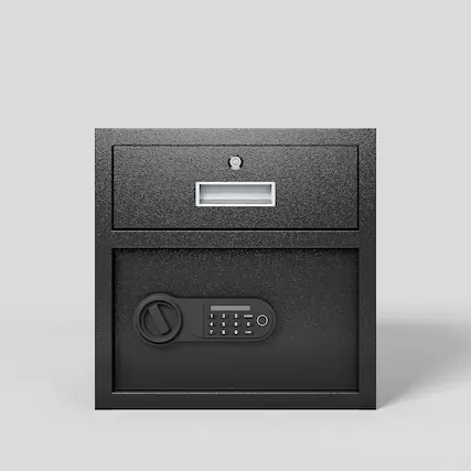 Front. GOODSILO - Steel Security Safe & Lock Box with Electronic Keypad - Secure Cash, Jewelry, ID Documents, 1.69 Cubic Feet - Black.
