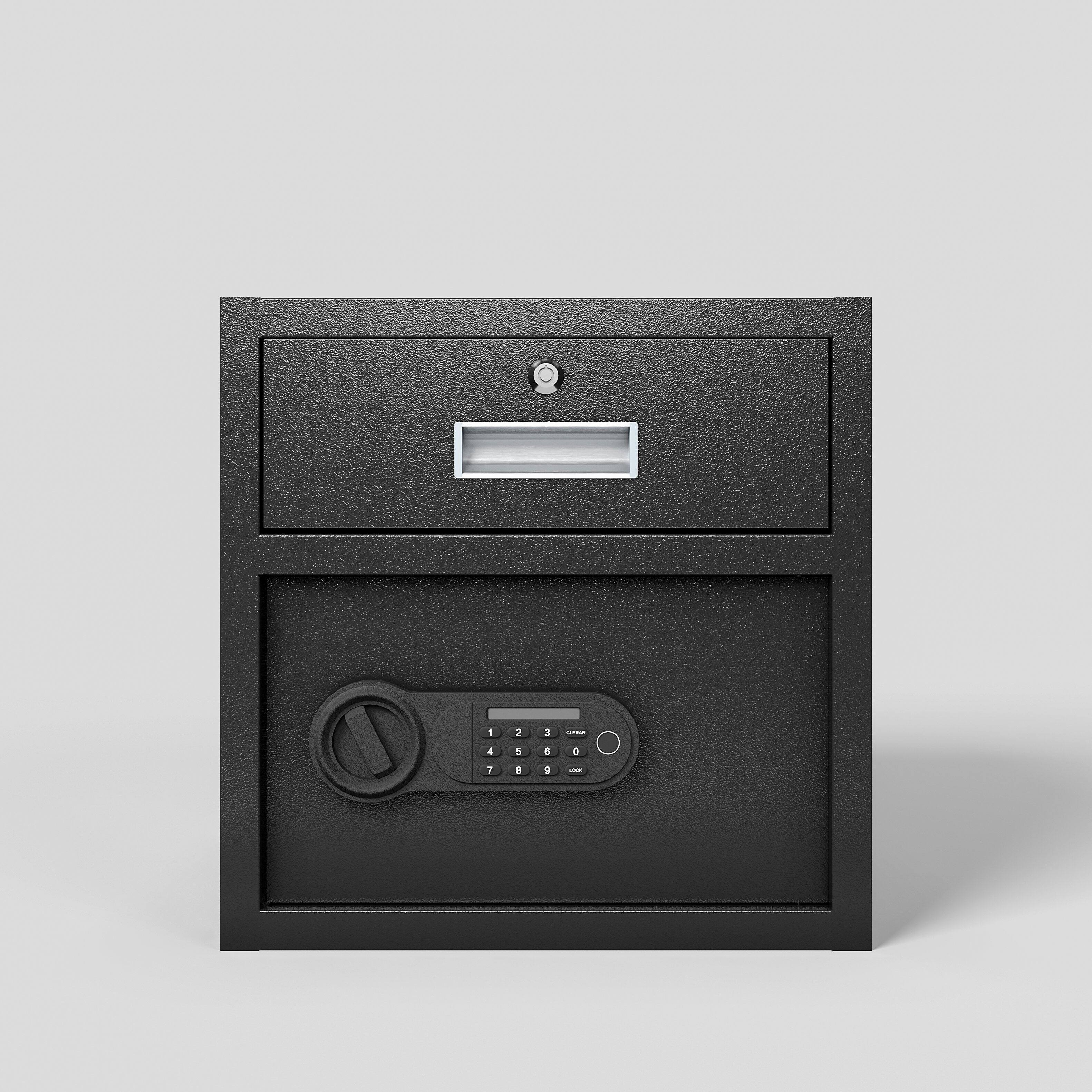 Front. GOODSILO - Steel Security Safe & Lock Box with Electronic Keypad - Secure Cash, Jewelry, ID Documents, 1.69 Cubic Feet - Black.