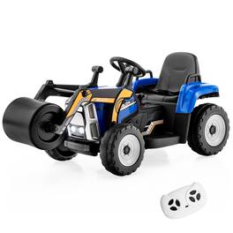 Costway - Kids Ride On Roller 12V Electric Tractor Remote w/ Music & LED - Blue