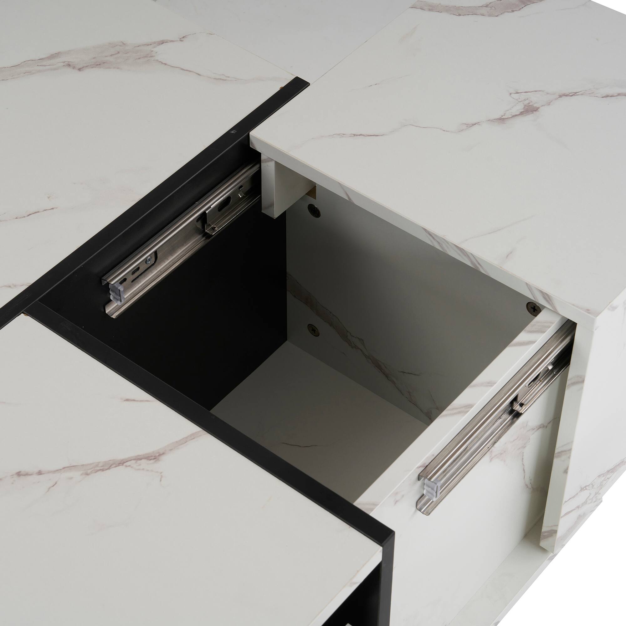 Alt View 6. Bestier - Rectangular Sliding Top Coffee Table with 2 Drawers and Hidden Storage Compartments for Living Room 47.2 Inch - White.