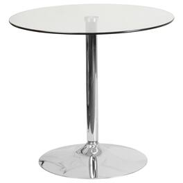 Flash Furniture - Hills 31.5'' Round Glass Table with 29''H Chrome Base - Clear