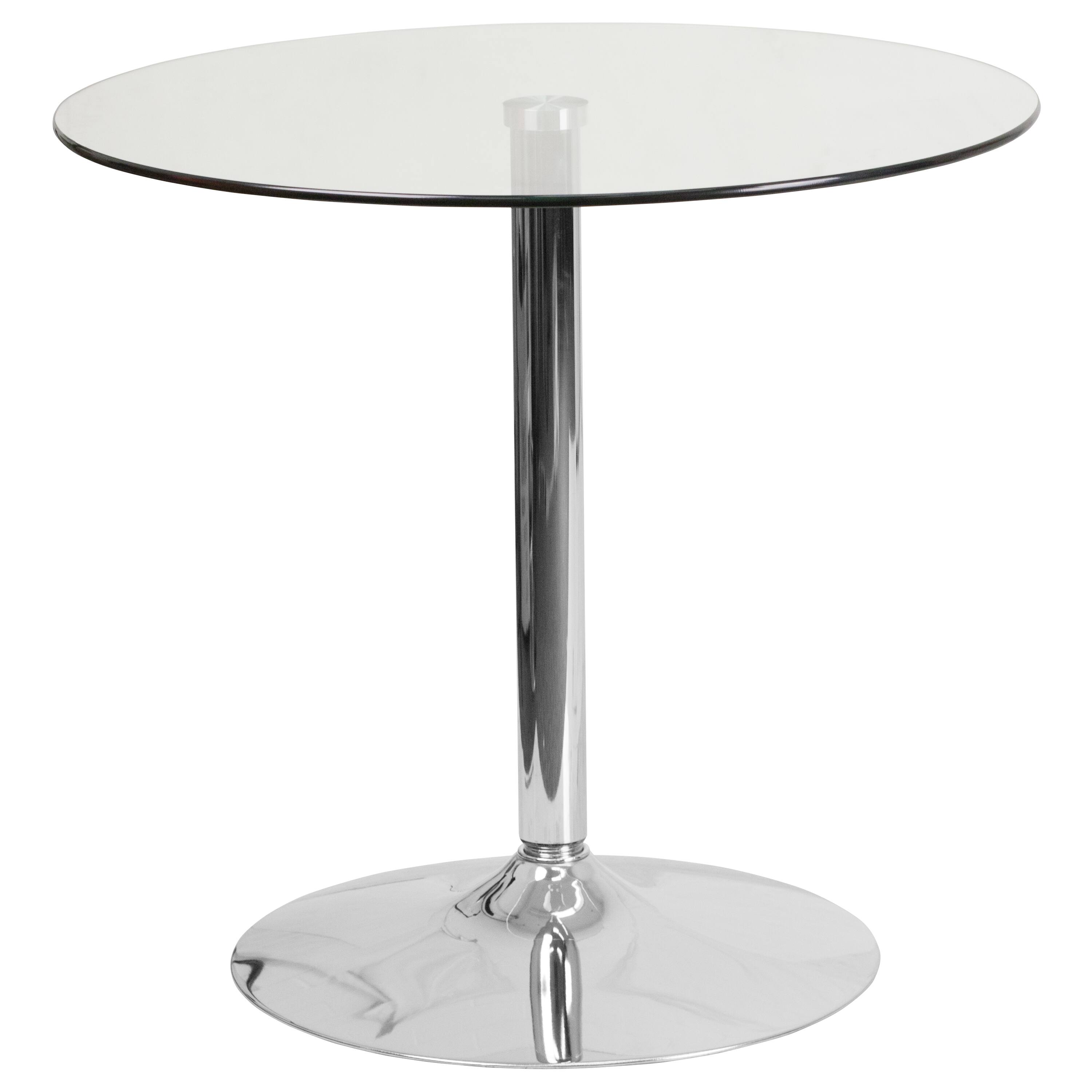 Front. Flash Furniture - Hills 31.5'' Round Glass Table with 29''H Chrome Base - Clear.
