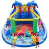 Costway - Inflatable Water Slide Park with Double Slides, Jumping Area, Splash Pool for Yard - Multicolor