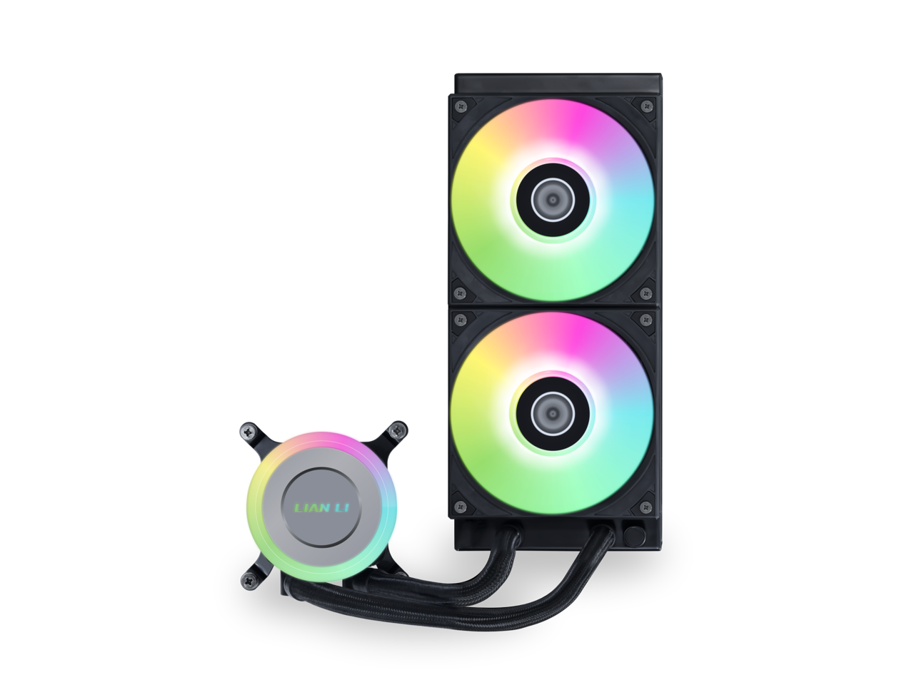 Alt View 3. Lian Li - Lian Li Galahad II Lite 240mm AIO CPU Cooler, RGB Fans, ARGB Pump, Low Noise, Switchable Lid (GA2L24RB) - RGB.