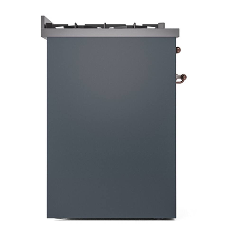 Alt View 6. ILVE - ILVE Nostalgie II Series 30 in. Dual Fuel Range with 5 Sealed Burners (Liquid Propane, Copper Trim) - Blue Grey.
