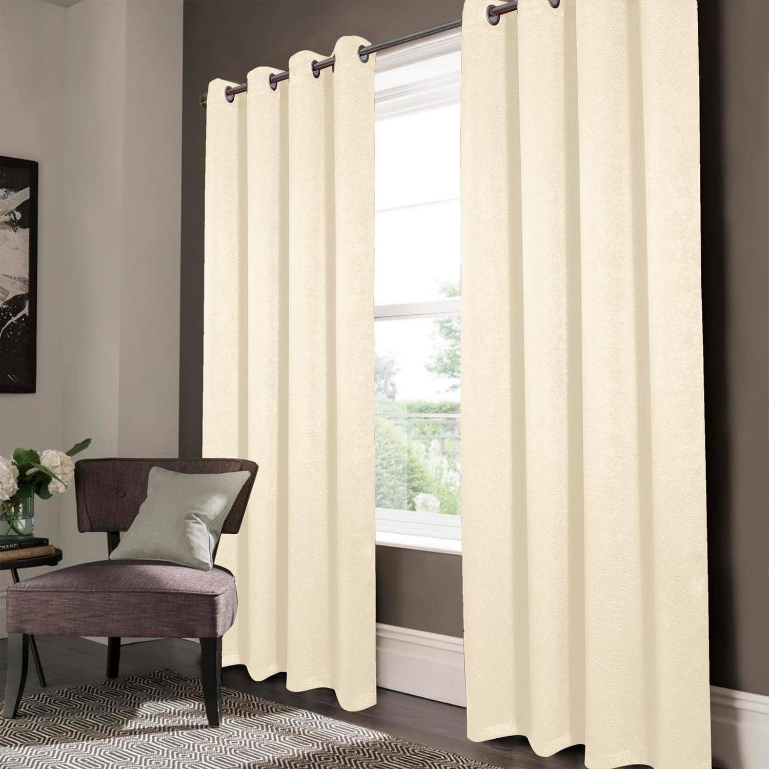 RT Designers Collection - RT Designers Nellie Embossed Blackout Grommet Curtain Panel - Ivory
