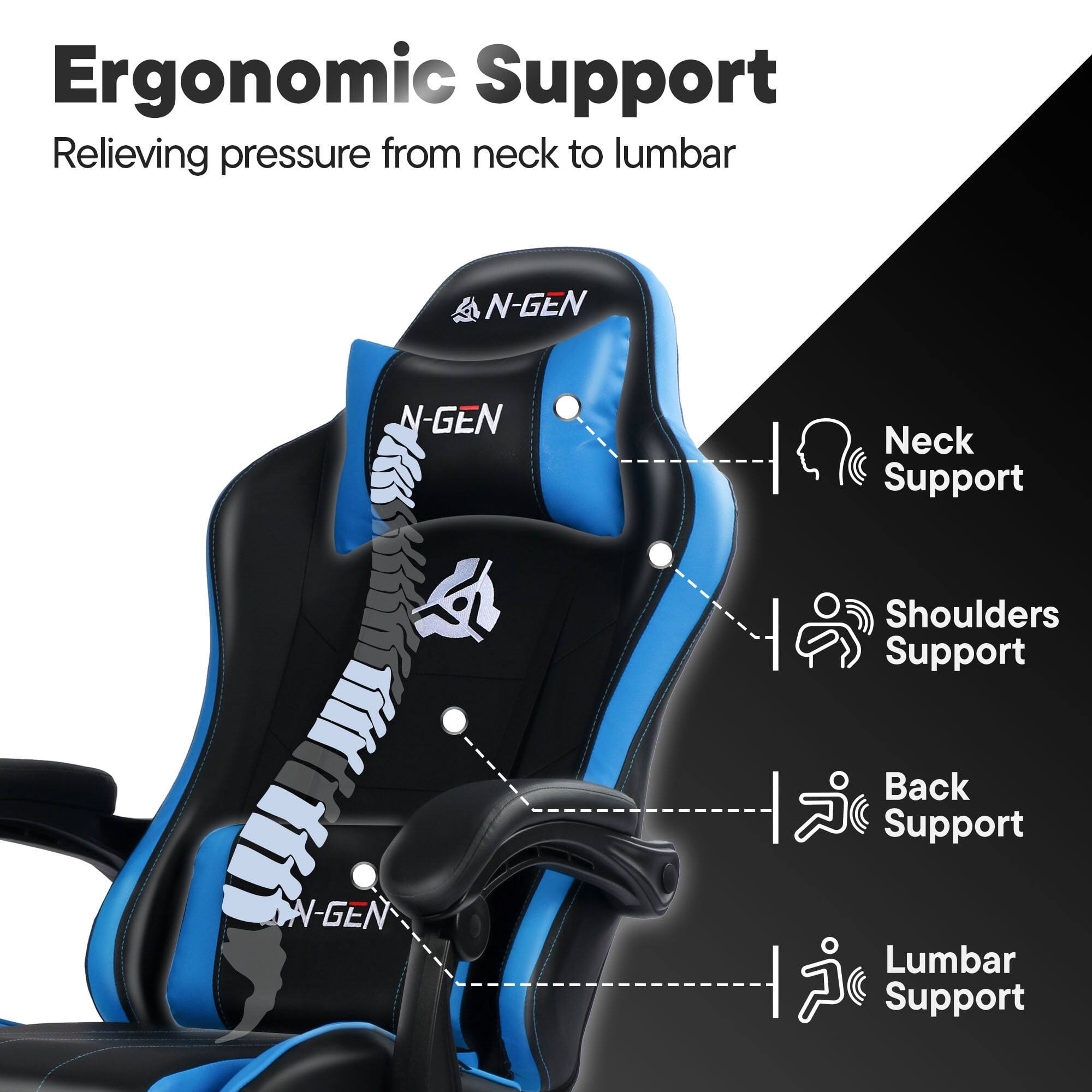 Ergonomic Support  
Relieving pressure from neck to lumbar  

N-GEN Neck Support  
Shoulders Support  
Back Support  
N-GEN Lumbar Support