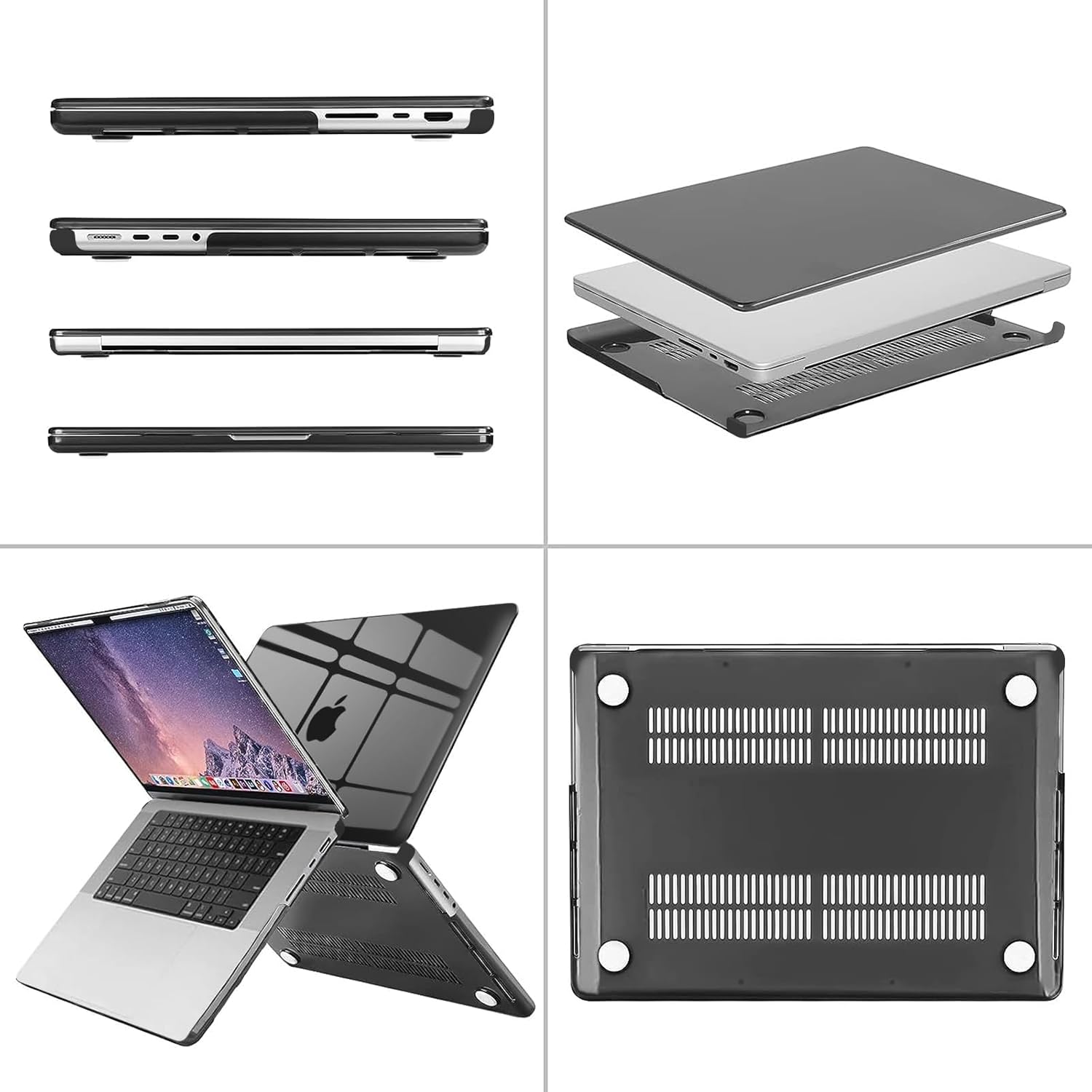 Alt View 1. mosiso - 4IN1 Case for  MacBook Pro 16 inch Case M5 2026 M4 2025 M3 M2 M1 2024-2021 A3429 A3428 A3403 A3186 A2991 A2780 A2485 - Smoke Black.