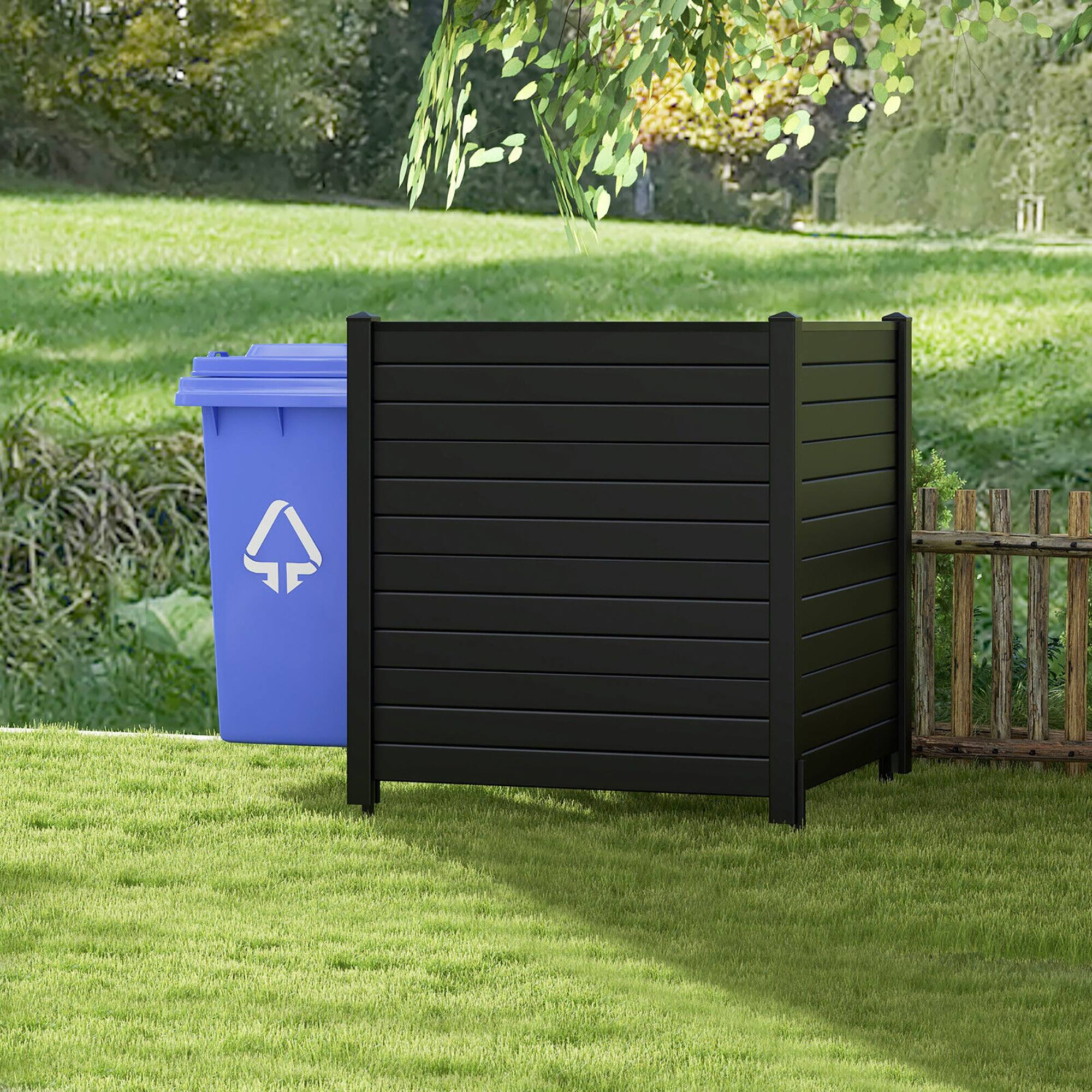 Alt View 1. Gymax - Gymax Outdoor PVC Privacy Panels 2-Pack Picket Fence W/ 3 Cuspidal Foot Stakes Black - Black.