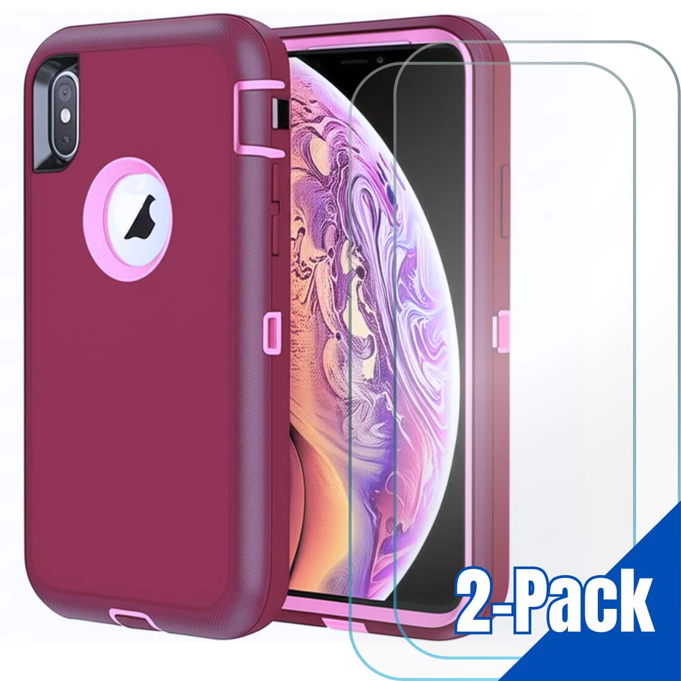 Front. Entronix - Entronix iPhone XR Bundle - Durable Case and 2 Clear Screen Protectors for Maximum Protection - Purple.