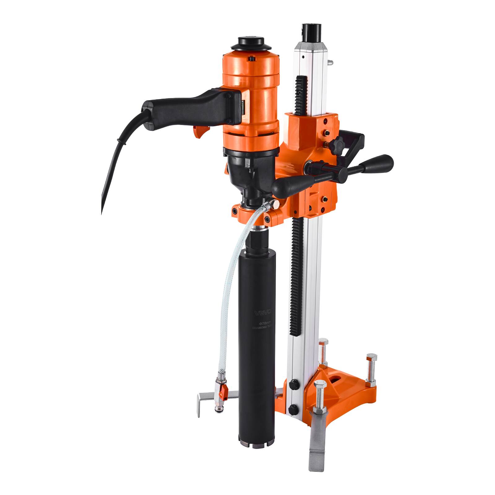 Alt View 5. VEVOR - Diamond Core Drilling Machine, 8 in Drilling Diameter, 2-in-1 Handheld & Stand-Mount Dry and Wet Concrete Core Drill Rig - Black;Orange.