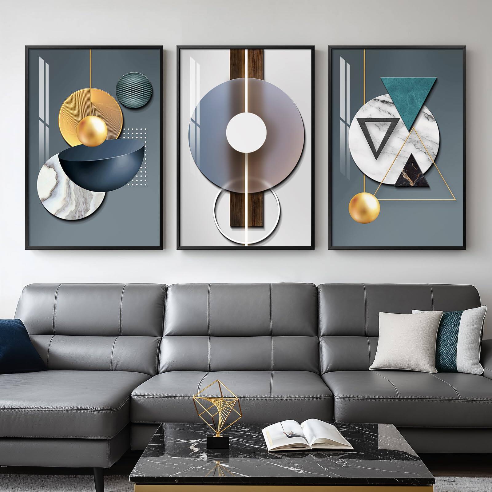 Hanke Extra Large Framed Modern Luxury Abstract Wall Art Living Room ...