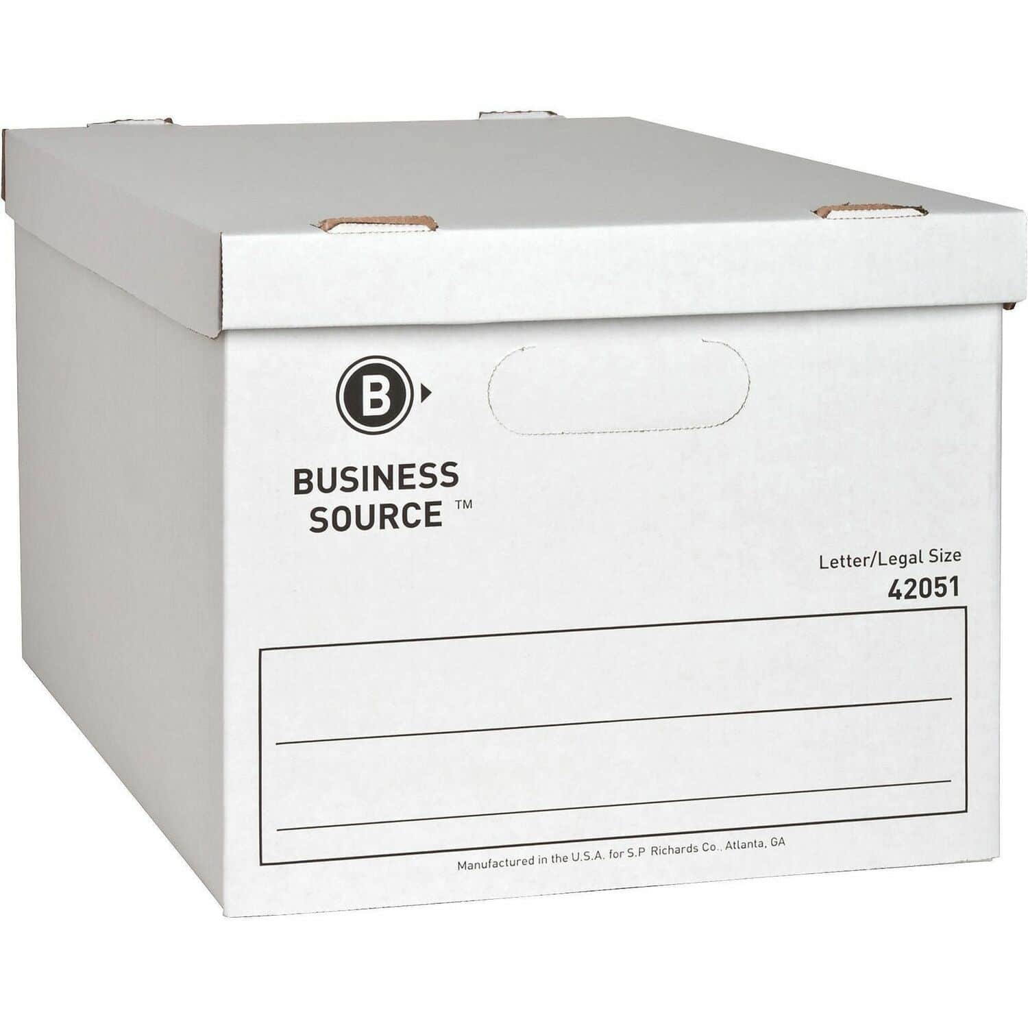Business Source - Economy Storage Box with Lid Legal Letter Light Duty Stackable White For File Recycled 12 / Carton