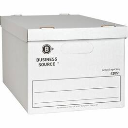 Business Source - Economy Storage Box with Lid Legal Letter Light Duty Stackable White For File Recycled 12 / Carton