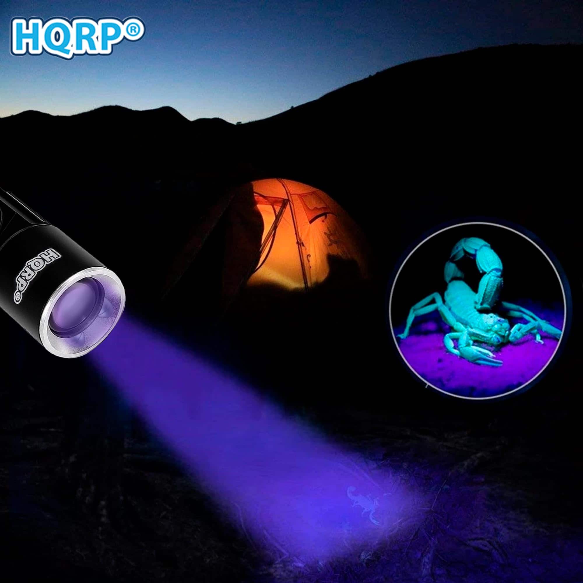 HQRP Rechargeable 395 nm UV Flashlight with USB Charging