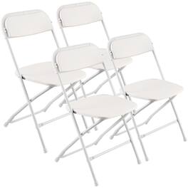 VEVOR - 4 Pack Folding Chairs, Foldable Plastic Chairs with Heavy Duty Metal Frame, Portable Folding Card Table Chairs - White