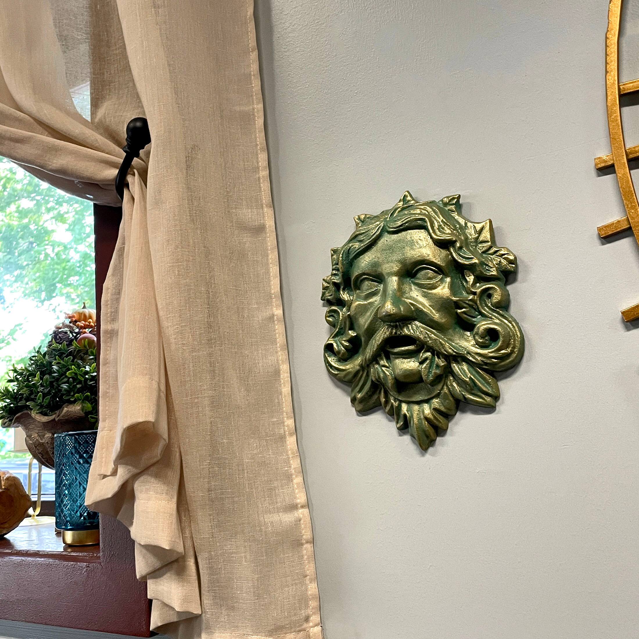 Alt View 3. Zeckos - Cast Iron Celtic Green Man Wall Hanging Antiqued Verdigris Green Finish - Green.