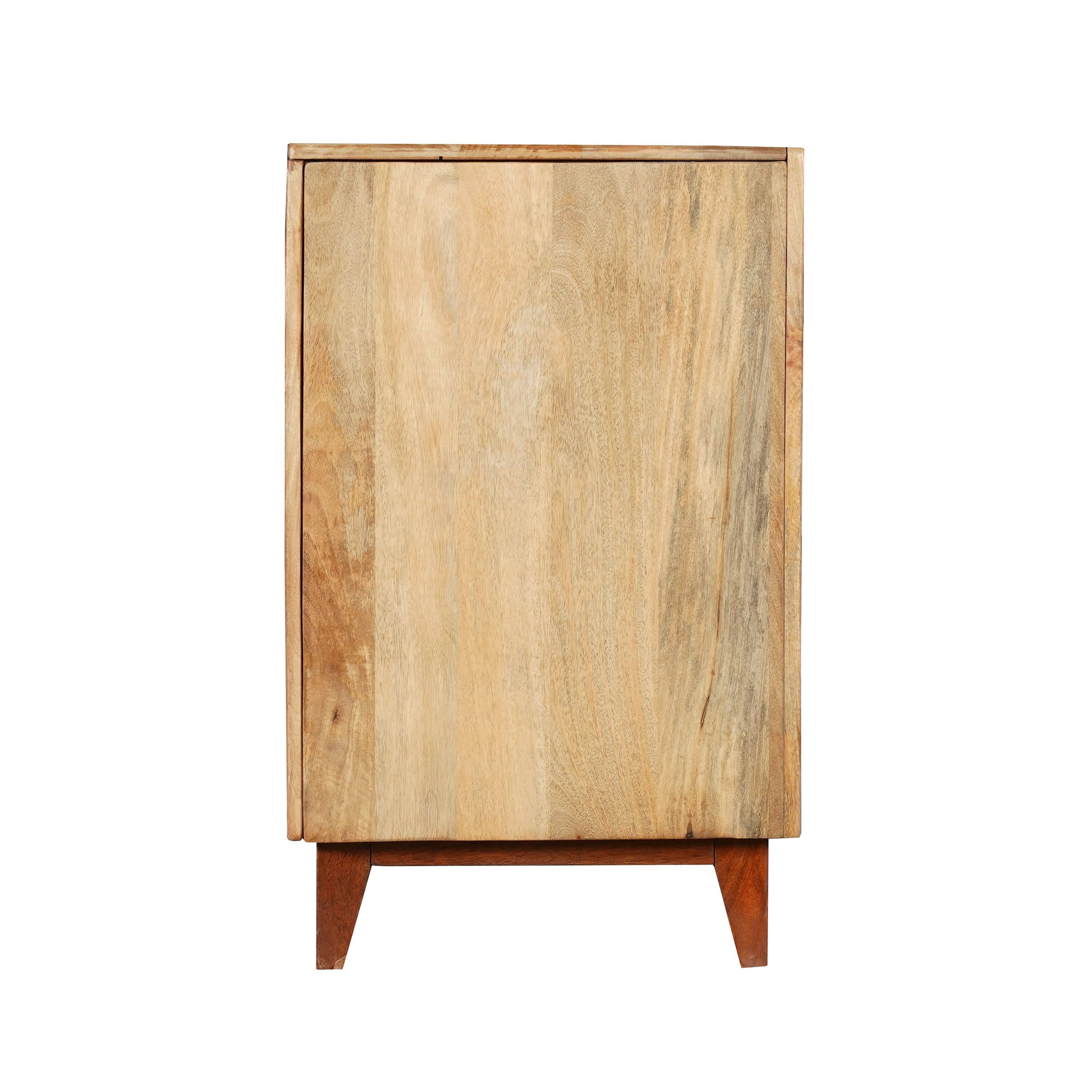 Back. Manhattan Lane - Aru 58 Inch Sideboard Buffet Cabinet, 2 Cane Doors n Open Shelves, 2 Tone Antique Brown Mango Wood - Antique Brown.
