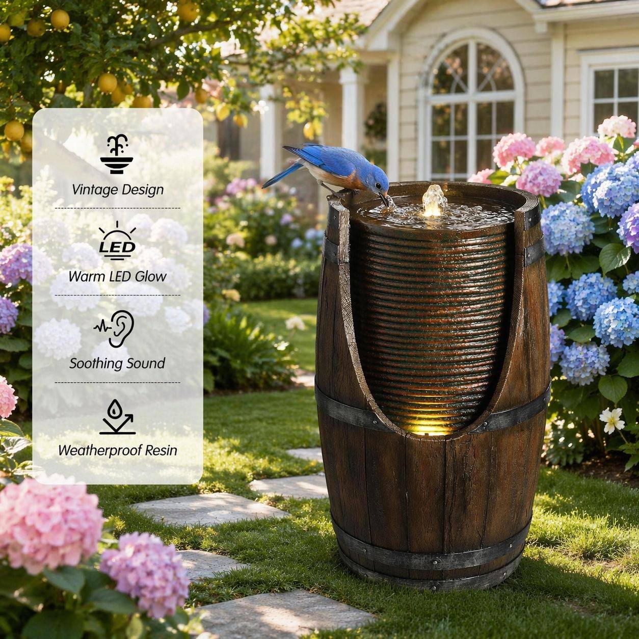 Vintage Design LED Warm LED Glow Soothing Sound Weatherproof Resin