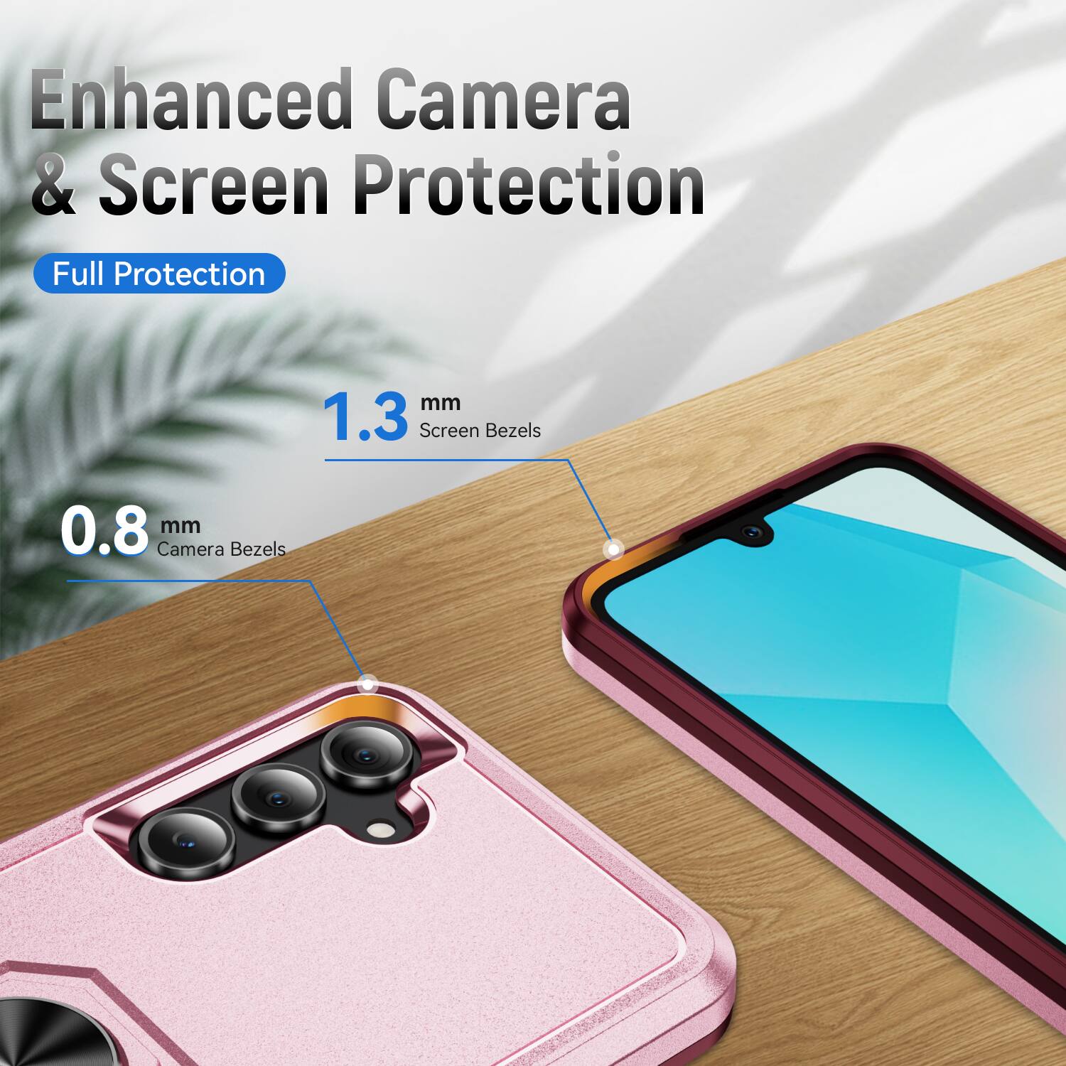 Enhanced Camera & Screen Protection  
Full Protection  
1.3 mm Screen Bezels  
0.8 mm Camera Bezels