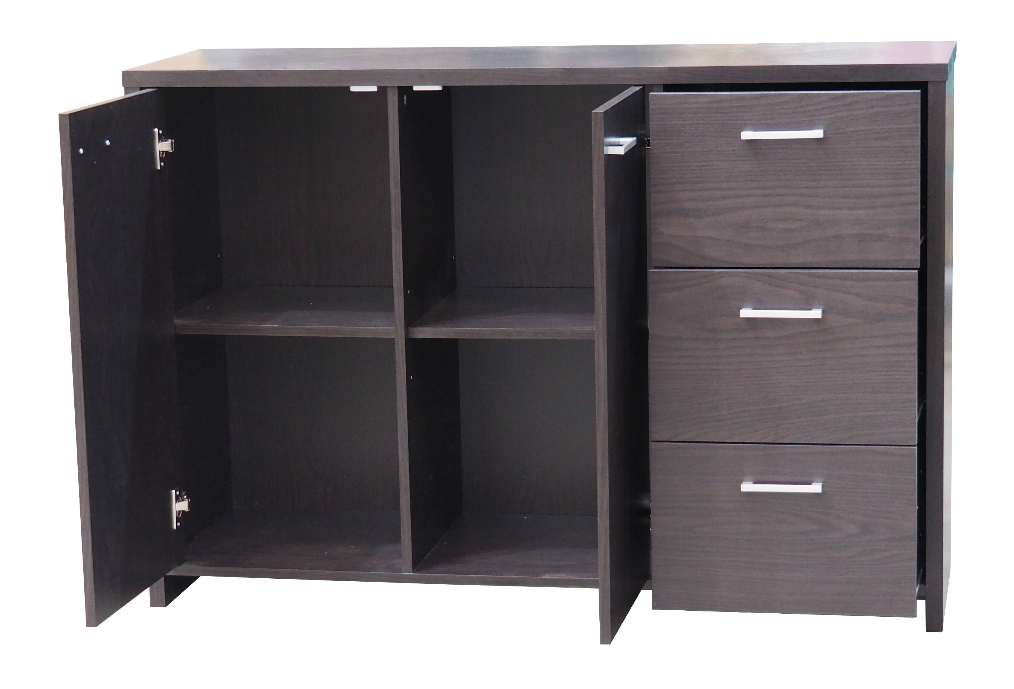 Alt View 2. Kings Brand Furniture - Kings Brand Furniture Lebeau Buffet Storage Cabinet, Oak Chocolate - Dark Brown.