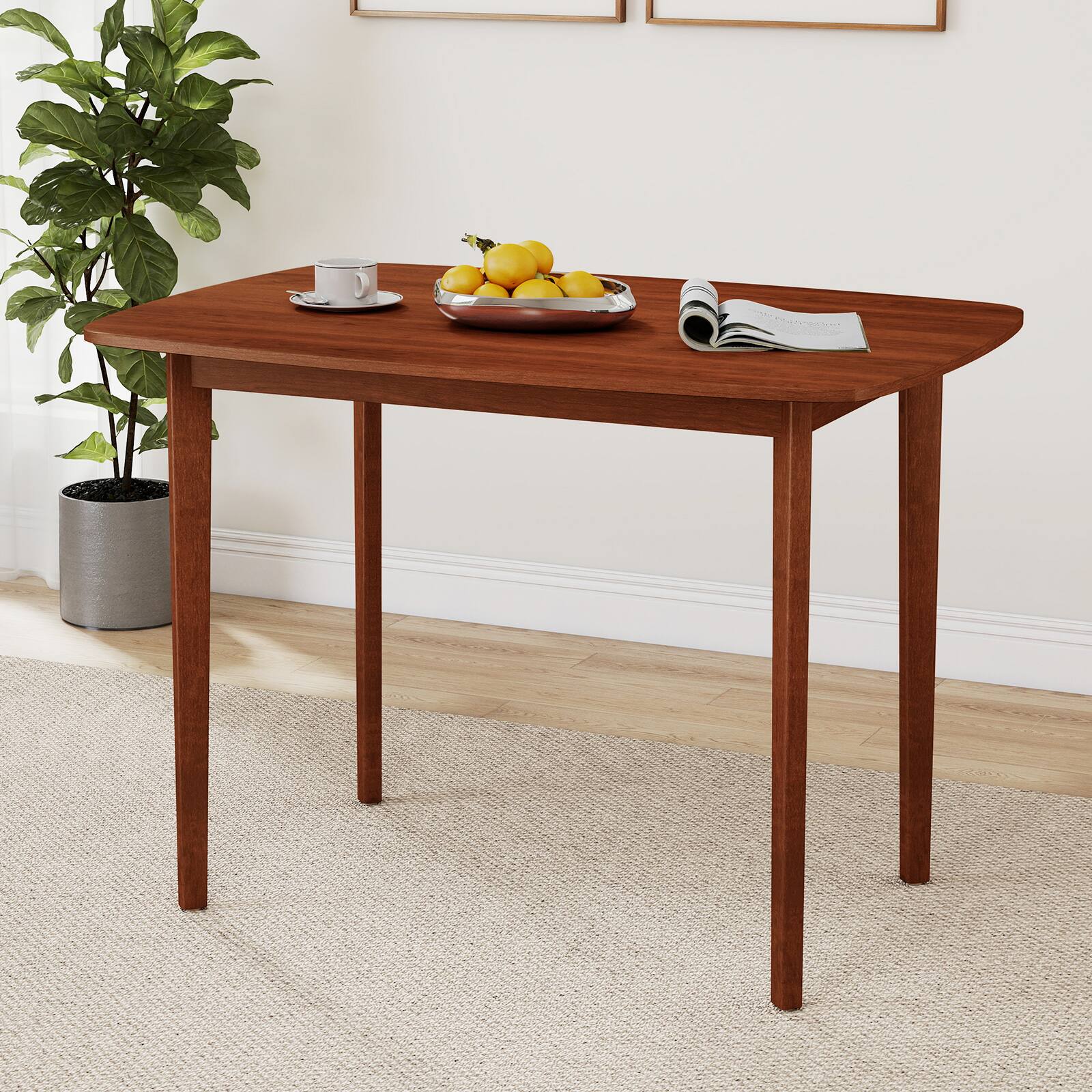 Alt View 1. Gymax - Gymax 43'' Rectangular Wooden Dining Table for 2-4 People w/Rubber Wood Legs - Brown.