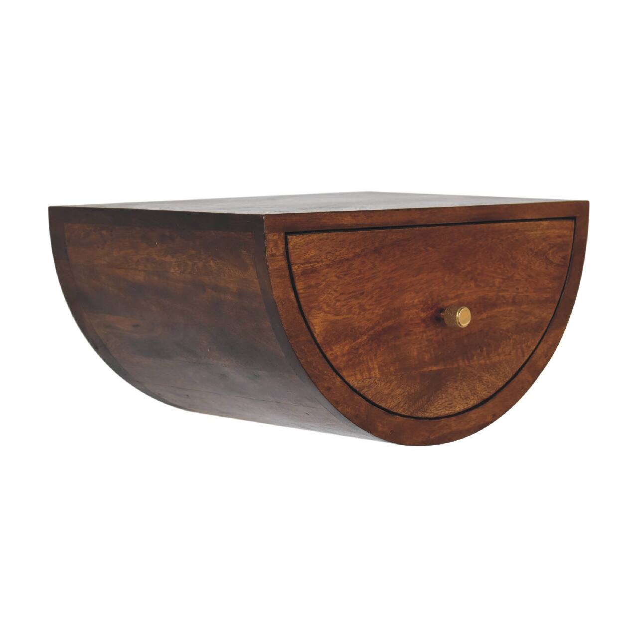 Back. Artisan Furniture - Artisan Furniture Solid Wood Chestnut Crescent Floating Nightstand, 1 Drawer, Dark Brown - Chestnut.