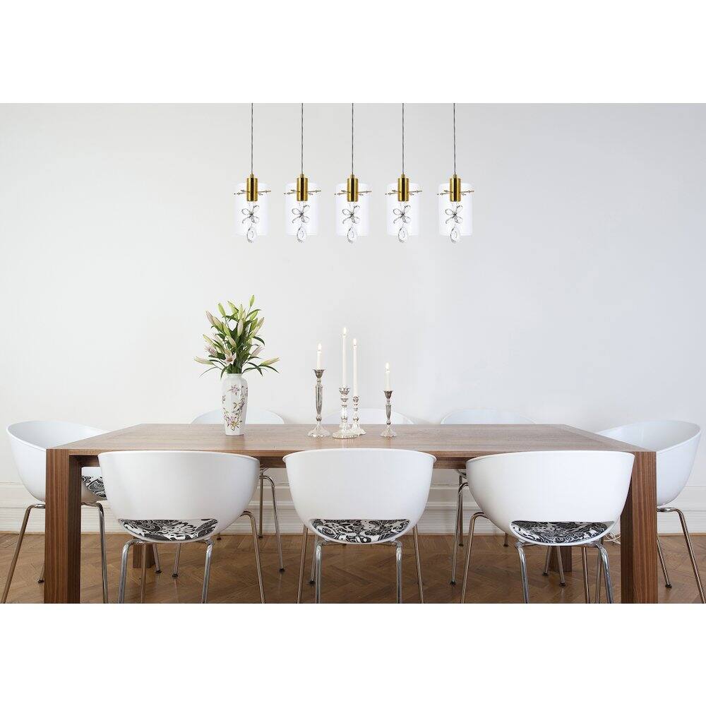 Alt View 3. Elegant Lighting - Hana 5 Lights Gold Pendant - Gold.