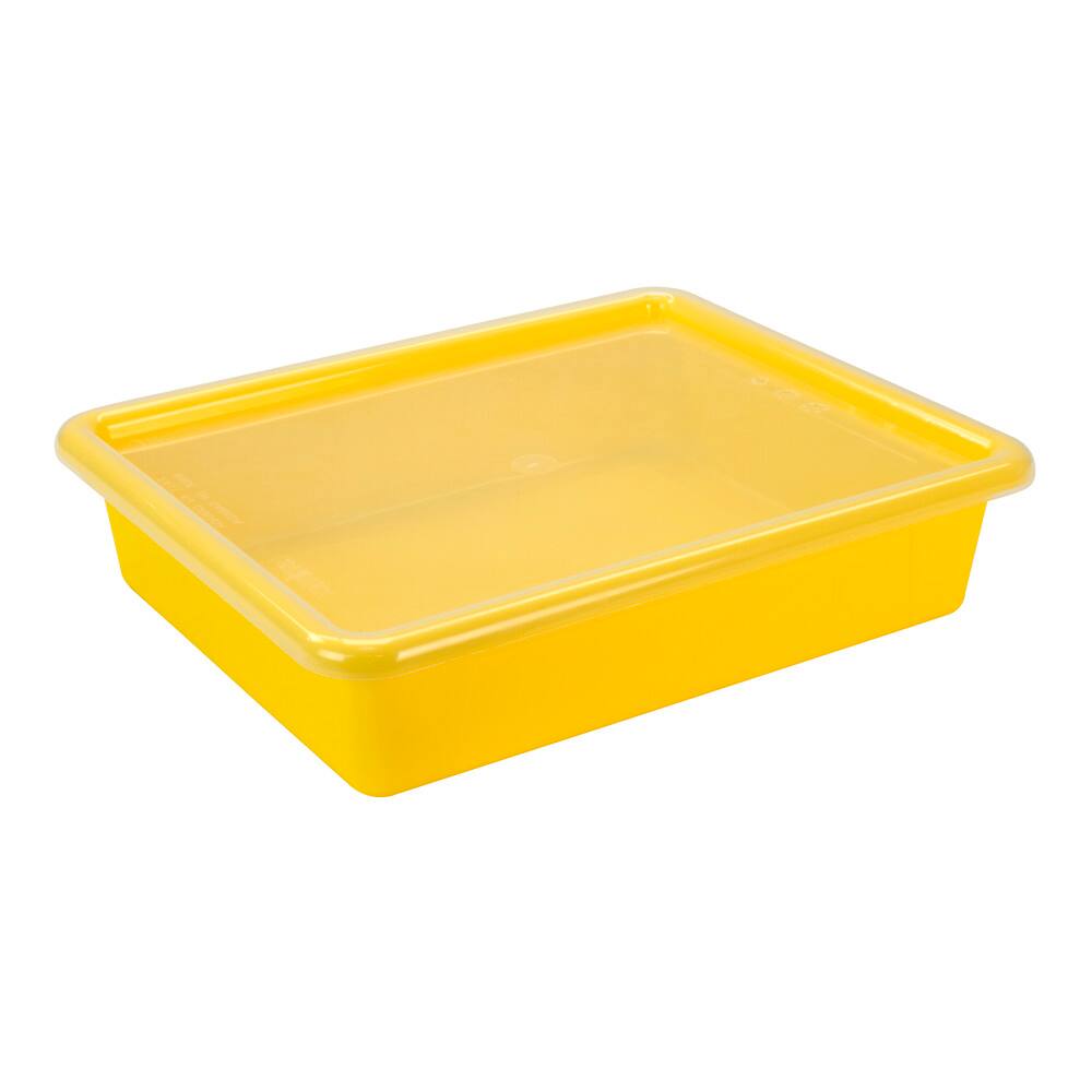 Front. Storex - Storex Flat Storage Tray with Lid, Yellow.